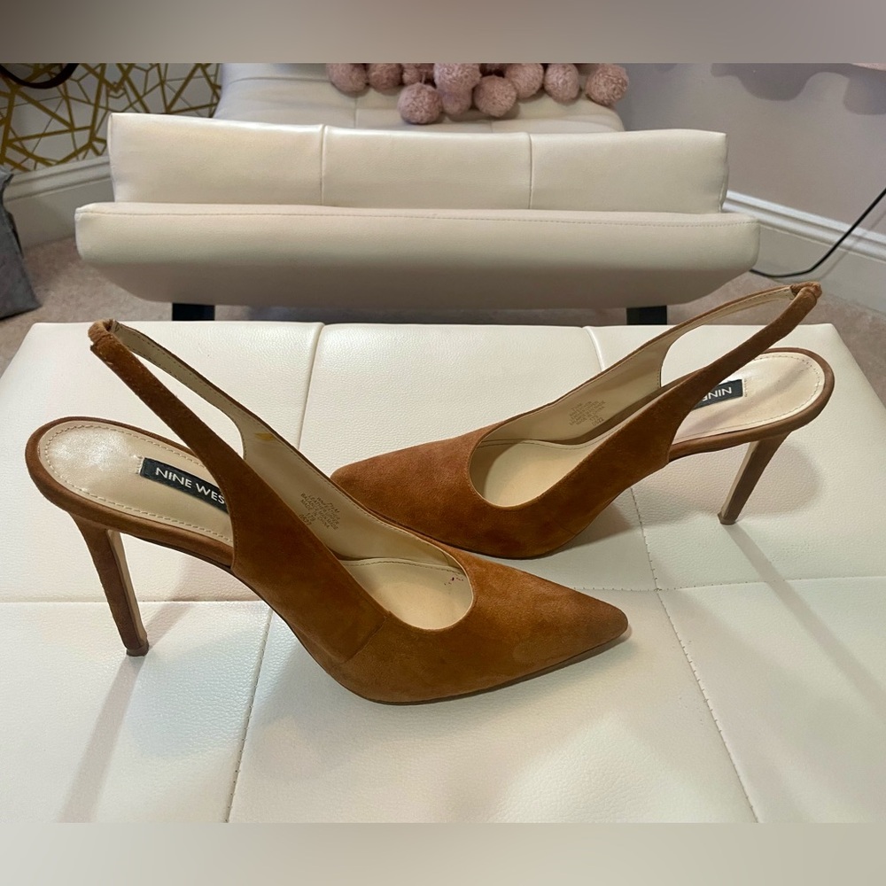 Nine West Tan Suede Slingback Heels